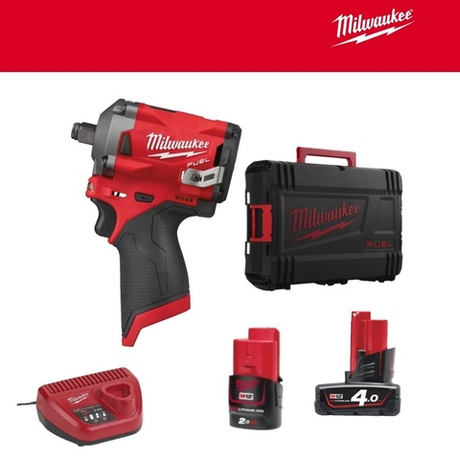 УДОБНЫЙ КОМПЛЕКТ! В кейсе M12 FUEL FIWF12-422X: Аккумуляторный импульсный гайковерт FIWF12-0 плюс 2 аккумулятора 4.0 Ач и 2.0 Ач и зарядное устройство M12-18C MILWAUKEE 4933464616