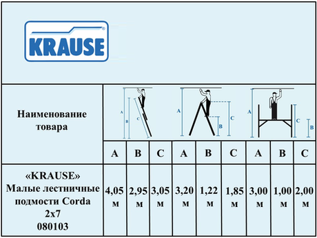 Новинка! Малые лестничные подмости 2 х 7 KRAUSE CORDA. Боковины можно соединить в стремянку или использоваться как приставные лестницы 080103