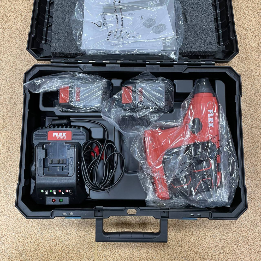 Новинка! Легкий аккумуляторный перфоратор FLEX FHE 1-16 18.0-EC TC 2.5/set два аккумулятора и зарядное устройство в кейсе 531312