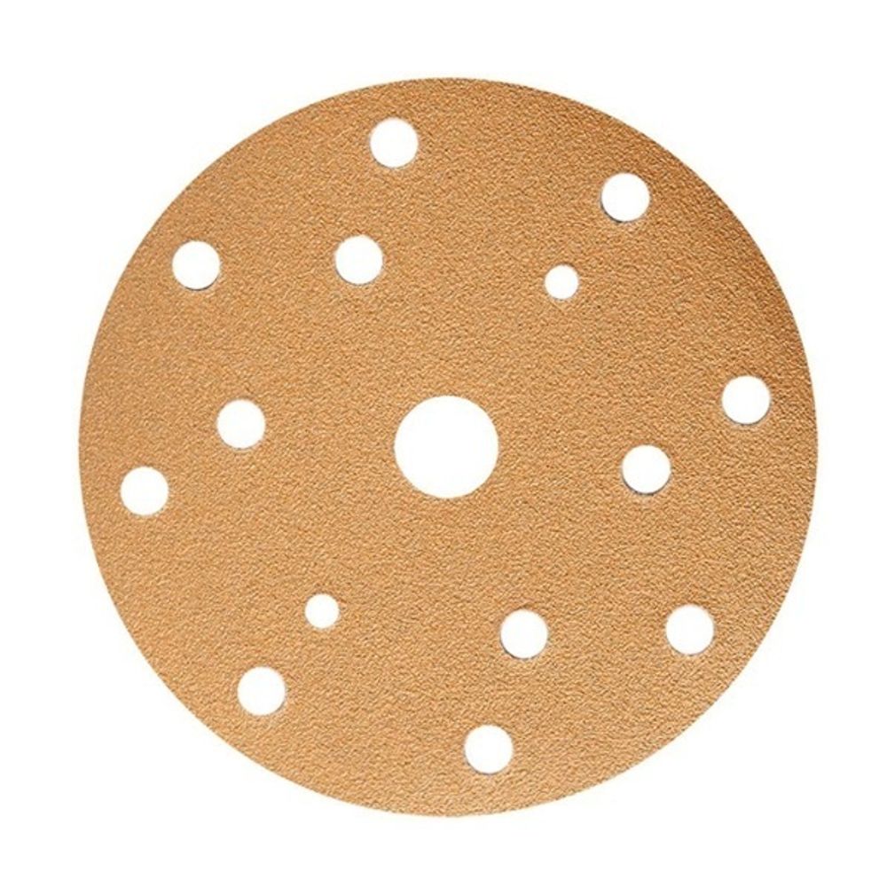 Комплект 100 шт Шлифовальные круги GOLD B312T 150 мм на липучке 15 отверстий золотистый P 80 SUNMIGHT 44306-100