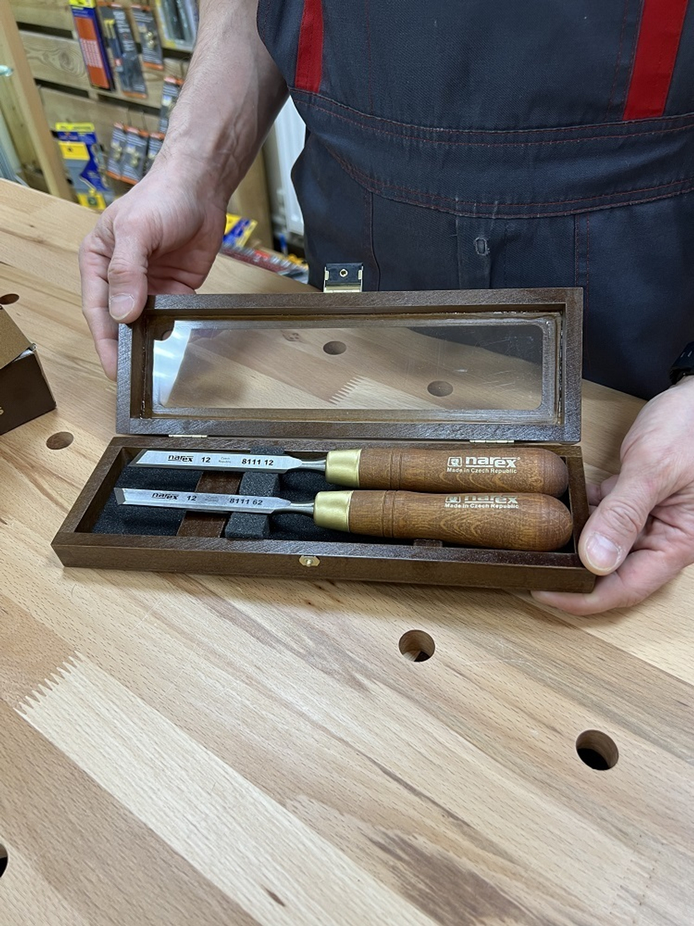 ХИТ! Набор из 2 косых столярных стамесок 12 мм (правая и левая) NAREX WOOD LINE PLUS 851662