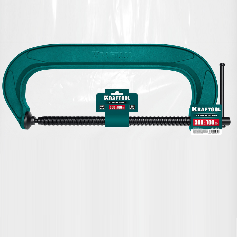 Новинка! Струбцина G - образная KRAFTOOL Extrem-300, 300 х 100 мм, сила сжатия 1130 кгс 32229-300-100