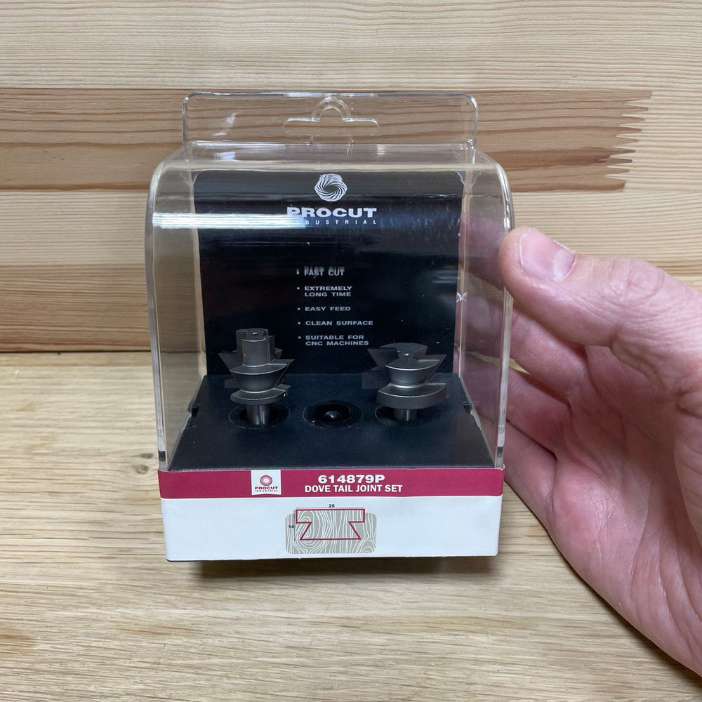 ХИТ! Набор фрез 2 шт соединение Ласточкин хвост, папа 25 x 19,5 x 53,5 мм, мама 28 x 14 x 48 мм S 8 PROCUT 614879P