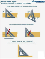 ХИТ! Угольник оригинальный метрический 250 мм для плотника и столяра Speed Square Sw-250 с русской книжкой - инструкцией Swanson EU202/RU202