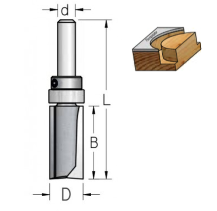 ХИТ! Фреза обгонная верхний подшипник D 16 B 25 Z 2 хвостовик 6 WPW HPF4163