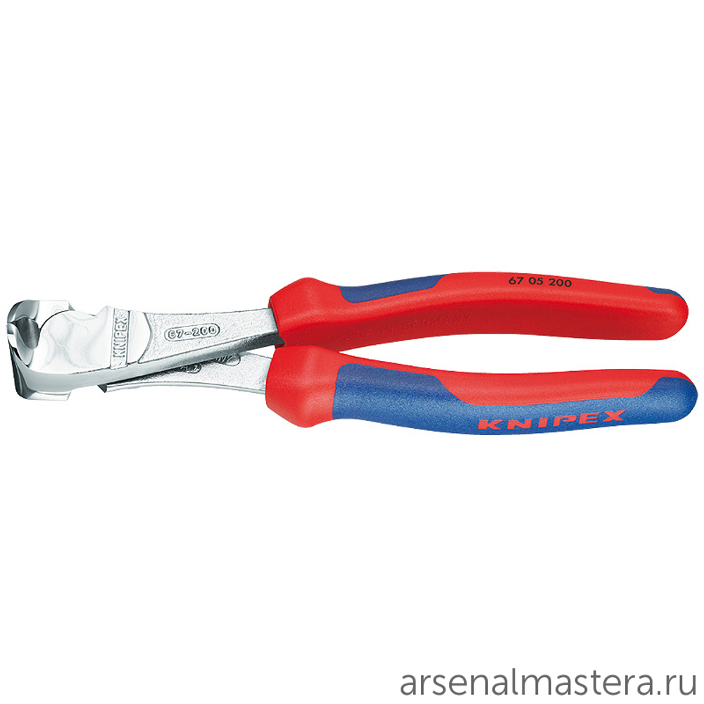 Кусачки торцевые особой мощности 200 мм, хром, 2-комп ручки 67 05 200 KNIPEX KN-6705200