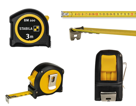 Новинка! Рулетка STABILA BM 100 3 м х 16 мм, Softgrip защита от удара 19570