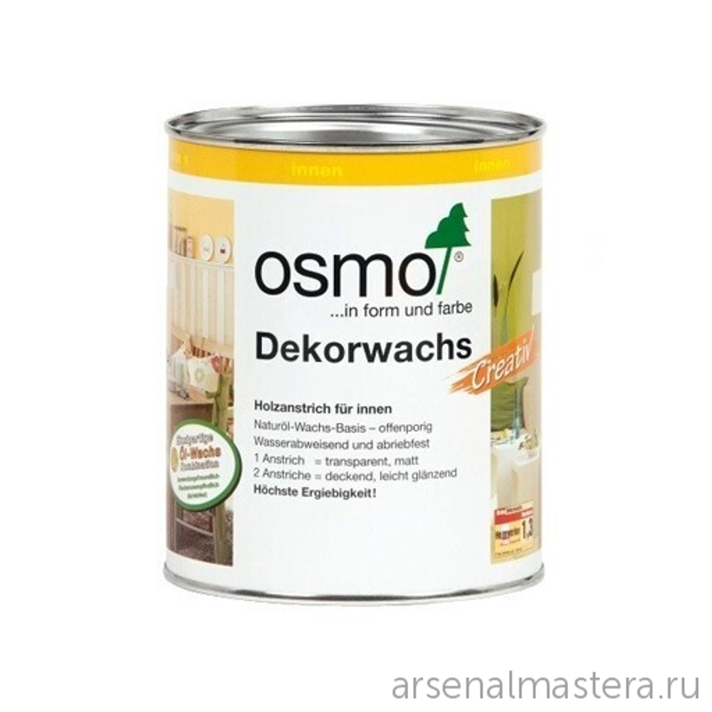 ХИТ! Цветное масло для древесины Osmo 3186 Белое матовое 0,75 л Dekorwachs Intensive Tone для внутренних работ Osmo-3186-0.75 10100409