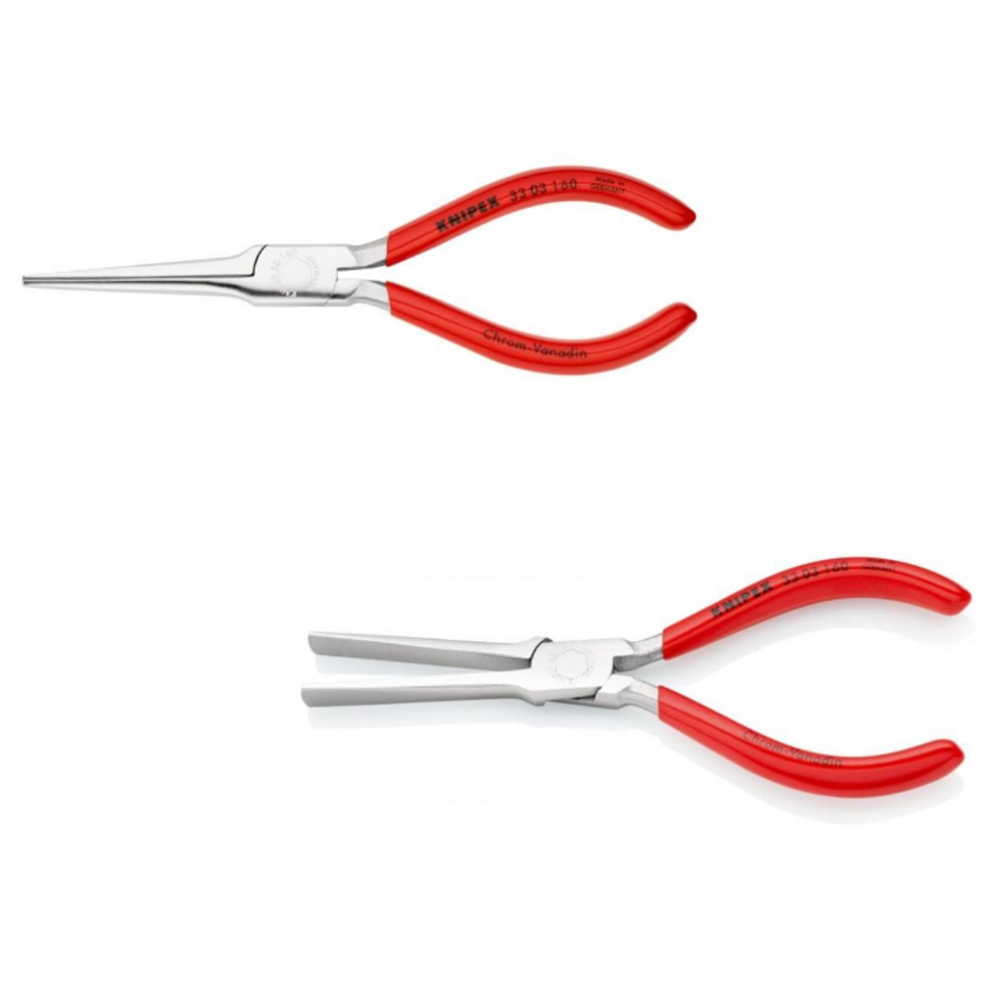 СКИДКИ НА MAXIМУМЕ! Плоскогубцы "Утконосы" KNIPEX губки 3 х 9 х 55 мм, длина 160 мм, хромированные, обливные ручки KN-3303160