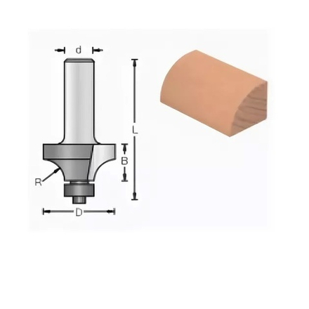 Фреза радиусная с нижним подшипником DIMAR 22.2 x 12.7 x 55.5 x 8 R 4.8 1090075