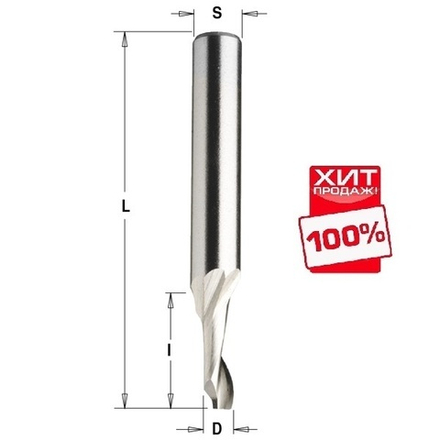 ХИТ! Фреза спиральная по алюминию HSS Co Z1 S8 D 6 x 14 x 60 RH CMT 188.060.51