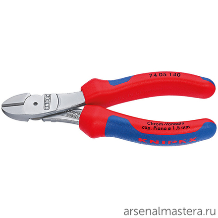 Кусачки диагональные особо мощные 140 мм (БОКОРЕЗЫ СИЛОВЫЕ) хром, 2-комп ручки 74 05 140 KNIPEX KN-7405140