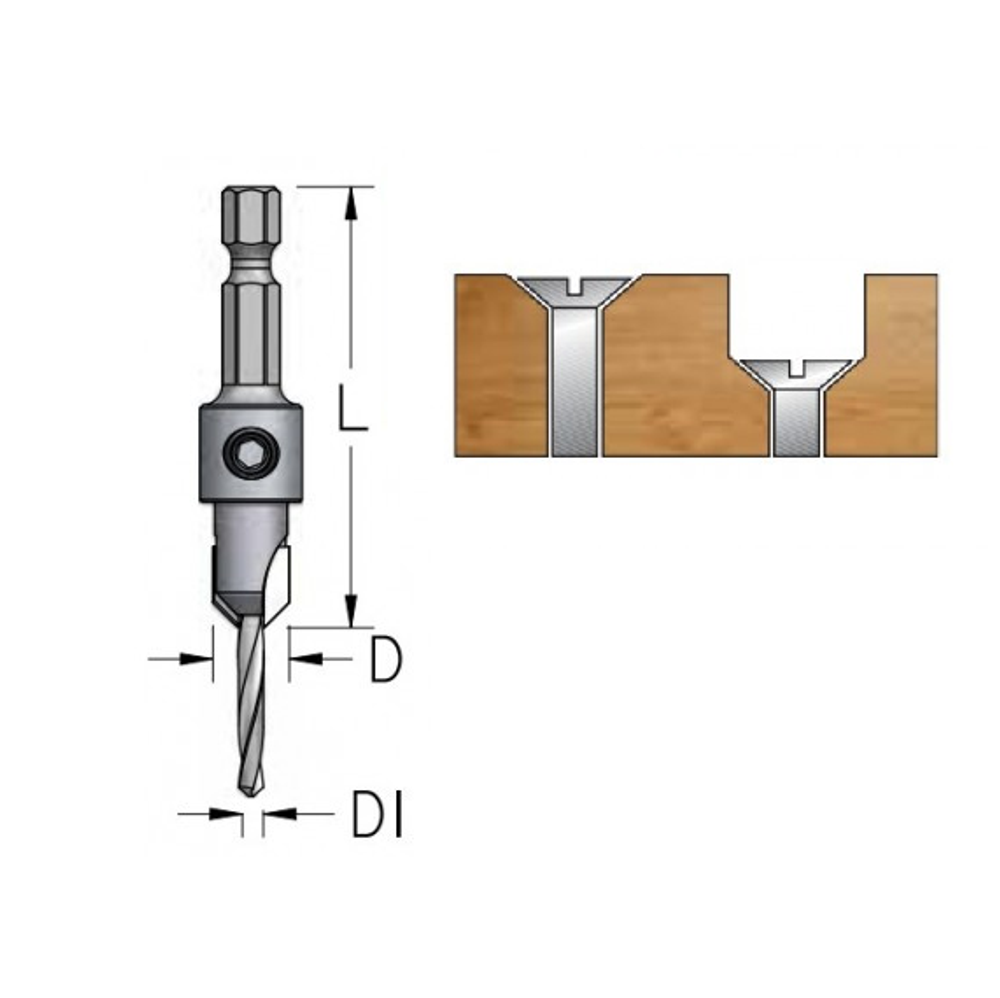 ХИТ! Сверло-зенковка коническое быстросменное D1/2.8 D9.5 L54 WPW  AS02804S