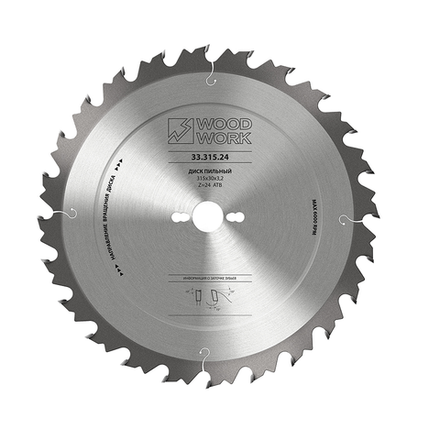 Диск пильный профессиональный Woodwork 315 х 3.2 х 30H Z=24T A=15º ATB продольное пиление 33.315.24