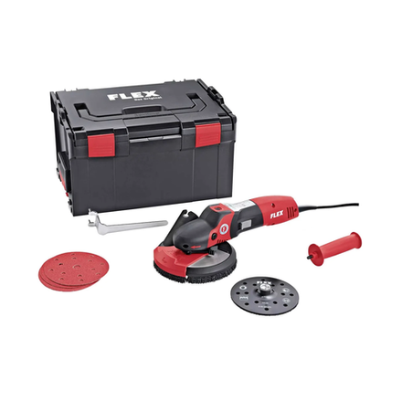 Новинка! Универсальная шлифовальная машина ротационного типа Flex SUPRA SE 14-2 150 Set, 1,4 кВт, диск 150 мм, в кейсе, для проведения работ по санации, ремонту, благоустройству, для обработки нержавеющей стали, металла, натурального и искусственного камня, деревянных поверхностей и ЛКП 419206