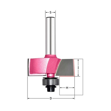 Фреза четвертная со сменными ножами H 12,7 D 34,9 x 12 x 65 S 8 нож 12 x 12 x 1,5 подшипник 9,5 мм по древесине, фанере Rotis PROCUT 14125008AC