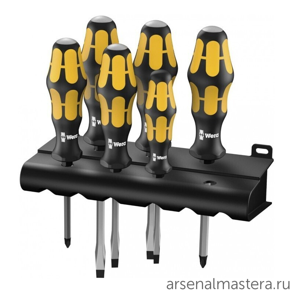 АКЦИЯ WERA ХИТ! Набор 6 предметов ОТВЕРТКИ силовые с подставкой, PH 1 x 80 / 2 x 100, SL 0.6 x 3.5 x 80 / 0.8 x 4.5 x 90 / 1 x 5.5 x 100 932/6 018282 WERA WE-018282