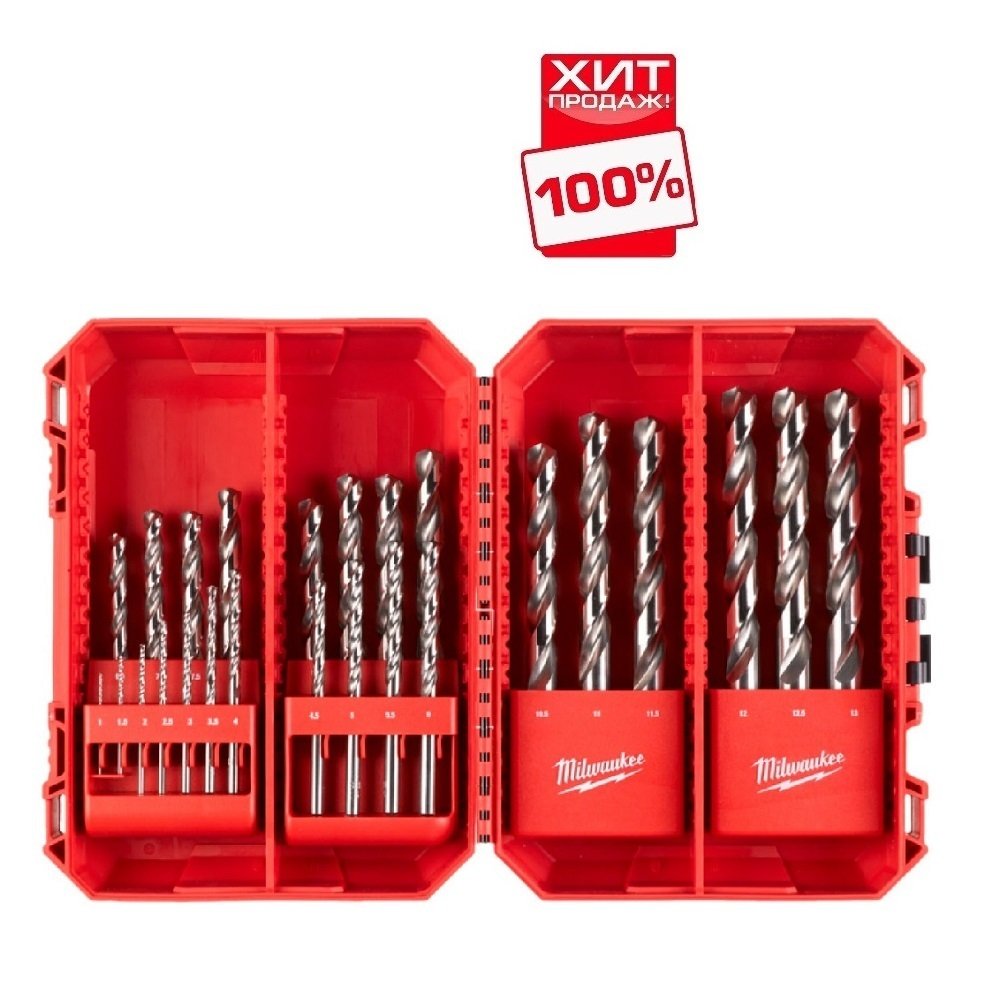 ХИТ! Набор сверл по металлу 19 единиц 1 - 10 мм THUNDERWEB HSS-G GEN III в футляре Milwaukee 4932493869