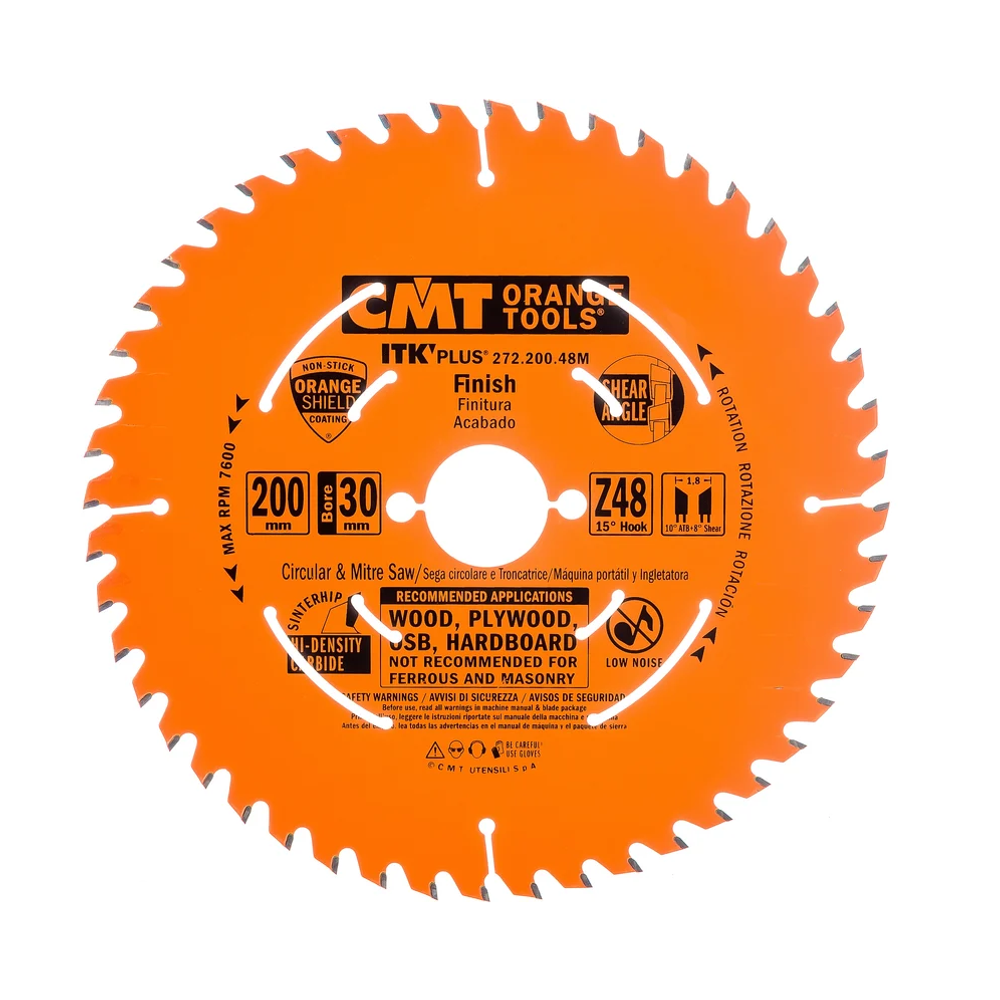 Новинка! Диск пильный ультратонкий поперечный рез CMT 200 x 30 x 1,8 / 1,2 15° 10° ATB + 8° SHEAR Z=48 Z 272.200.48M