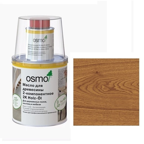 Профессиональное масло для древесины 2 - компонентное Osmo 6116 Вишня прозрачное 1 л для паркета и деревянных полов 2K HOLZ-OL для внутренних работ Osmo-6116-1,0 13400442