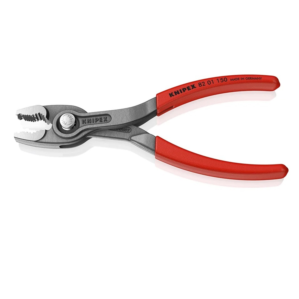 Новинка! Клещи с фронтальным и боковым захватами KNIPEX TwinGrip 150 мм, 3 позиции, зев 3 - 16 мм, обливные ручки в блистере KN-8201150