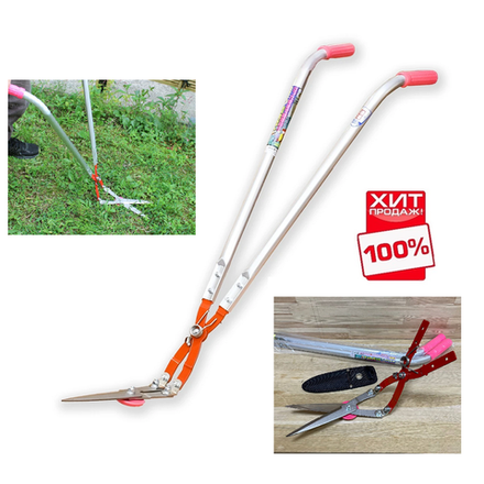 ХИТ! Японские ножницы садовые для сорняков Dokan вертикальные с пружиной, 175 мм / 780 мм, изогнутая форма рукоятей М00021097