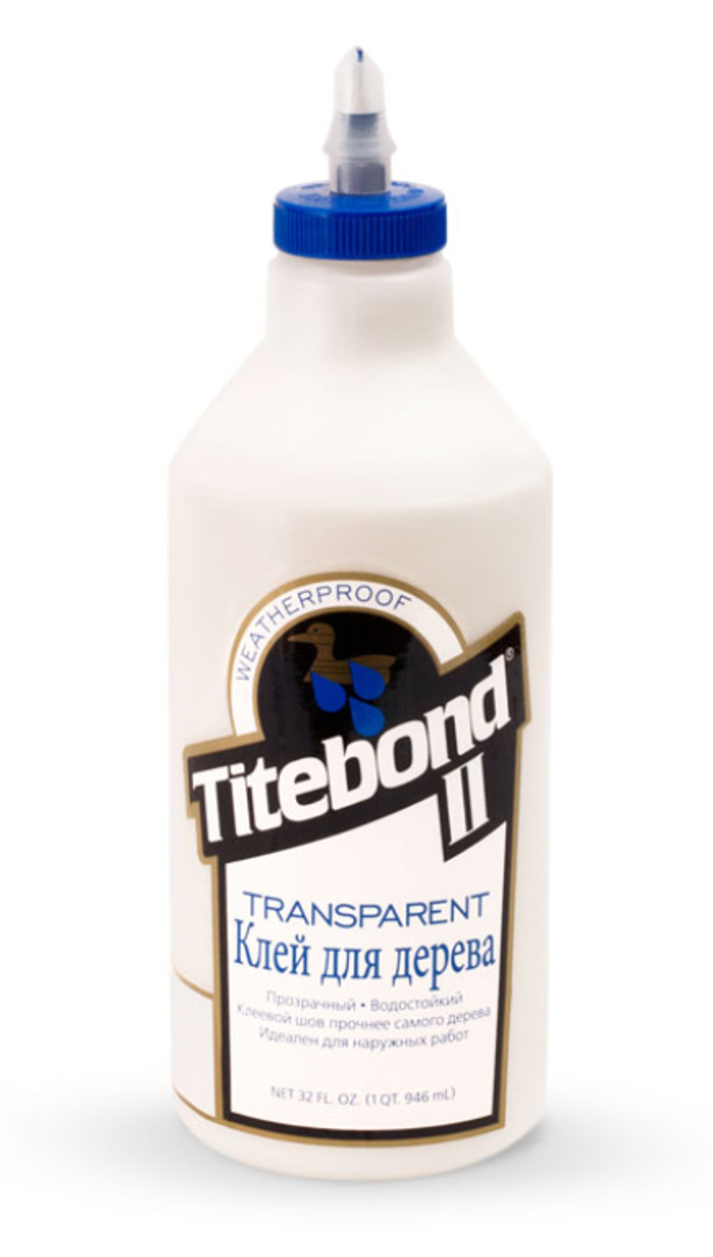 ХИТ! Клей столярный влагостойкий TITEBOND II Transparent Premium Wood Glue 1125 прозрачный 946 мл TB1125