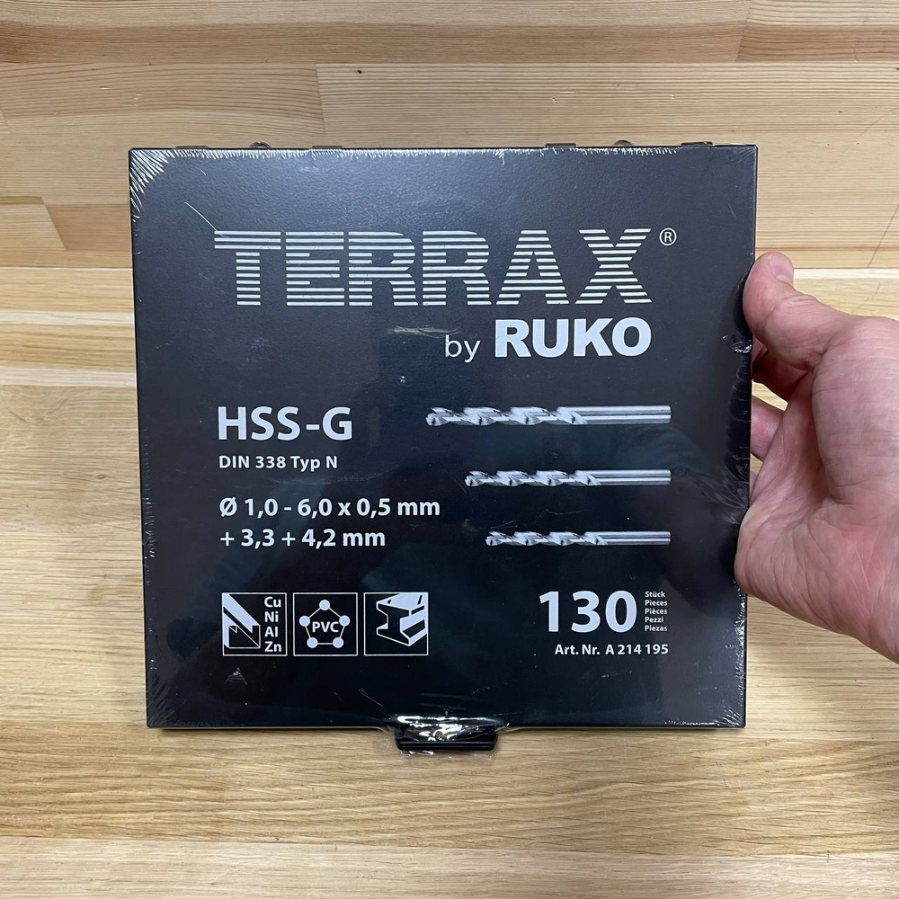 Новинка! Набор из 130 шт сверл спиральных по металлу RUKO HSS-G Terrax by 1-6 мм, в кейсе A214195