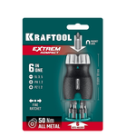 Новинка! Набор Реверсивная отвертка с битами 6 шт KRAFTOOL EXTREM Kompakt c трещоточным механизмом 25877