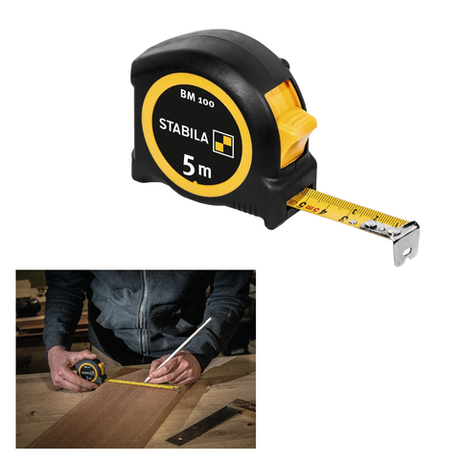 Новинка! Рулетка STABILA BM 100 5 м х 19 мм, Softgrip защита от удара 19568