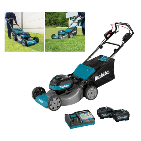 Новинка! КОМПЛЕКТ Газонокосилка самоходная аккумуляторная Makita XGT 53 см, 1,9 кВт, 40V, 2 Аккумулятора 5.0 Ач BL4080F, Быстрое зарядное устройство DC40RC LM002GT201