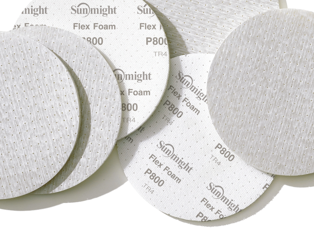 Новинка! Шлифовальные круги 10 шт SUNMIGHT Flex Foam G330T 150 мм P 600, Универсальные Гибкие на вспененной основе, на липучке с мультипылеотводом 03718-10