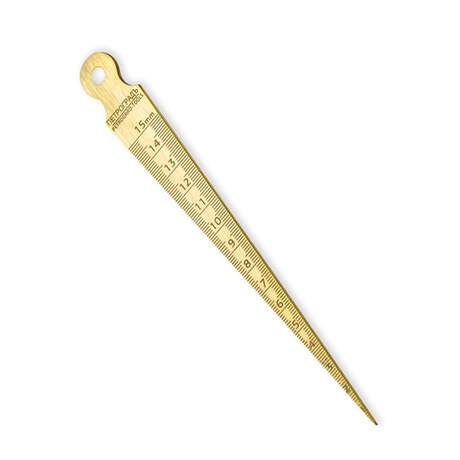Новинка! Линейка конусная латунная - щуп клиновой 150 мм ПЕТРОГРАДЪ предел измерений от 0 до 15 мм, для измерения ширины пазов, шпунтов и зазоров, диаметра отверстий М00023117