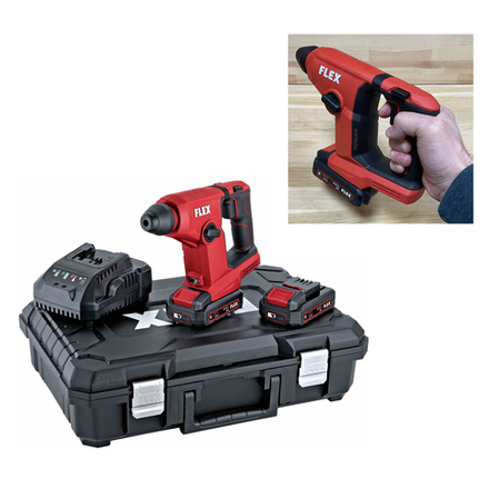 Новинка! Легкий аккумуляторный перфоратор FLEX FHE 1-16 18.0-EC TC 2.5/set два аккумулятора и зарядное устройство в кейсе 531312
