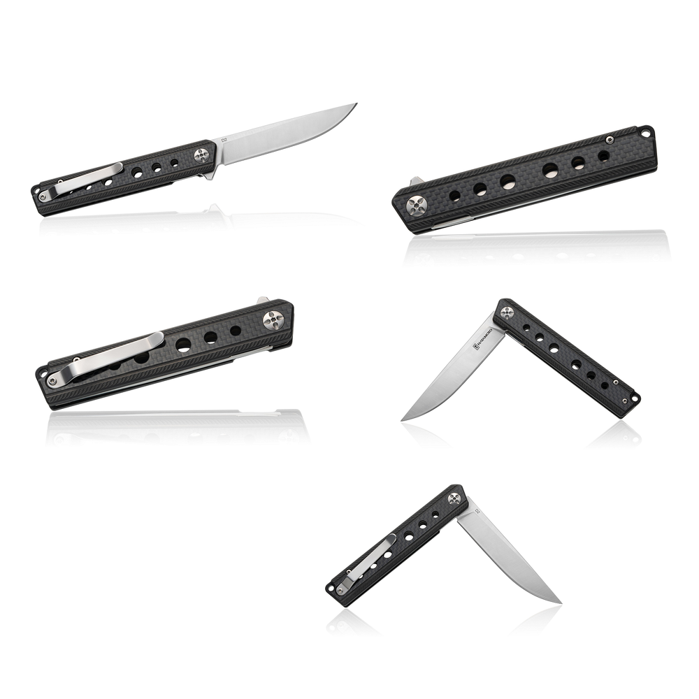 Новинка! Нож японский складной Tojiro Hatamoto, сталь D2, 1000 грит, рукоять углеродное волокно, клинок 96 мм HFK-2462