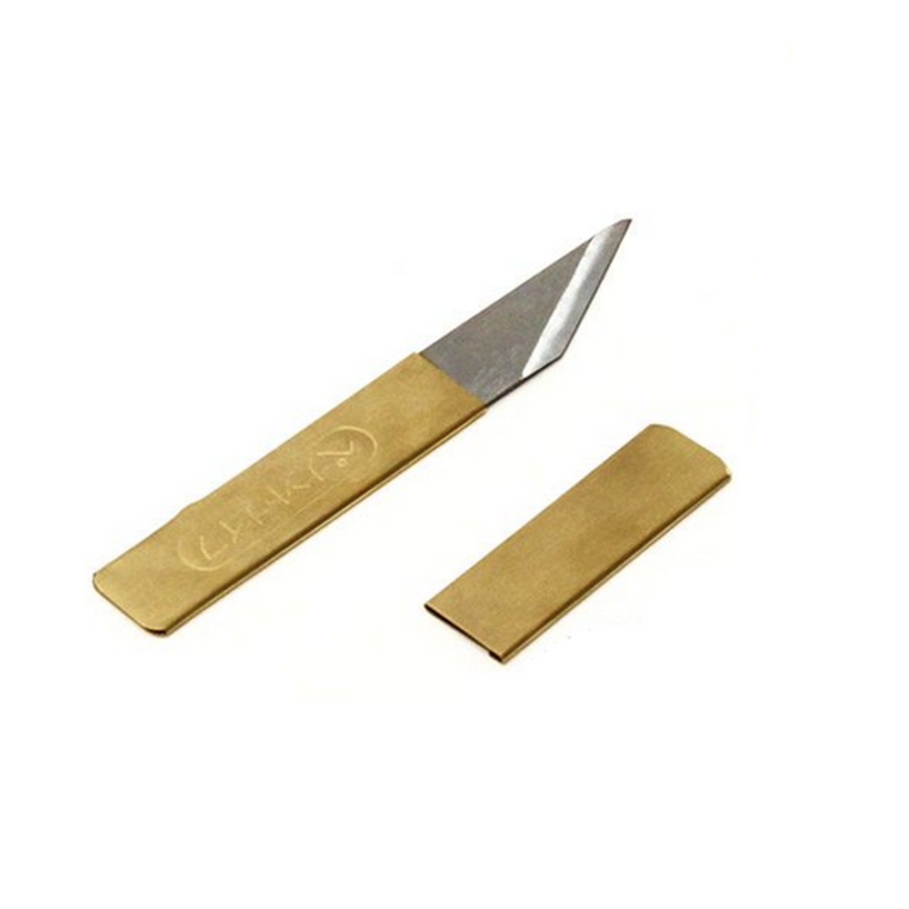 ХИТ! Нож - косяк японский Miki Tool 120 х 16 х 1 мм латунная рукоять и ножны MT SS М00010971