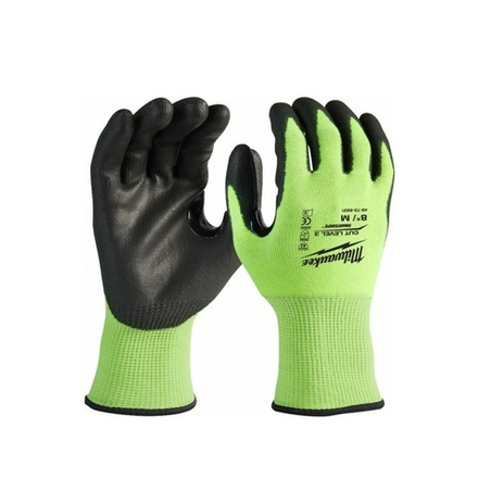 АКЦИЯ ЗИМА 2026 ХИТ! Защитные сигнальные перчатки 1 пара с 3 уровнем сопротивления порезам размер 8/M Milwaukee Hi-Vis Cut level (Хай Виз Кат Левел) 4932478131