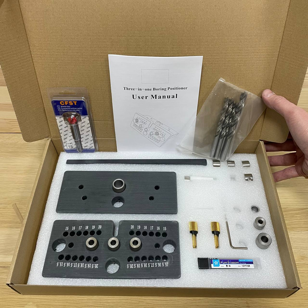 Кондуктор для сверления с набором сверл для точного сверления отверстий под мебельное соединение с эксцентриком GOLDRATIO М00021313