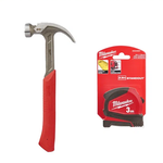 ВЫГОДНО! КОМПЛЕКТ с Рулеткой 3 м / 16 мм Pro 4932459591 и Молотком 20 унций, 0.57 кг с гвоздодером, магнитным держателем 4932464028 MILWAUKEE N0116-2AM