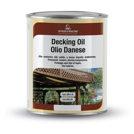 АКЦИЯ МАЙ 2025! Масло датское Decking Oil 1 л для террас цвет 50 Белое для наружных работ Borma 4971IL-DS50