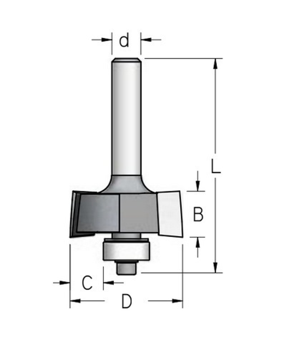 Новинка! Фреза четвертная Z 2  D 31,8  B 12 хвостовик 8 wp WoodPecker WPW  HE22095