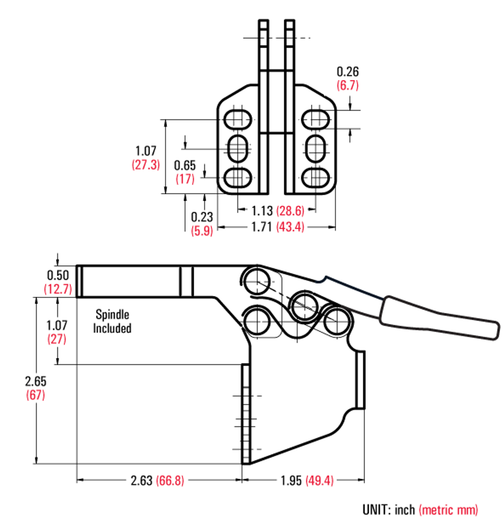 Зажим механический с горизонтальной ручкой усилие 227 кг Woodwork GH-225-DSM
