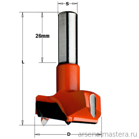 Сверло HW для присадочного станка 25 x 57,5 Z2/2 S 10 x 26 LH CMT 317.250.12