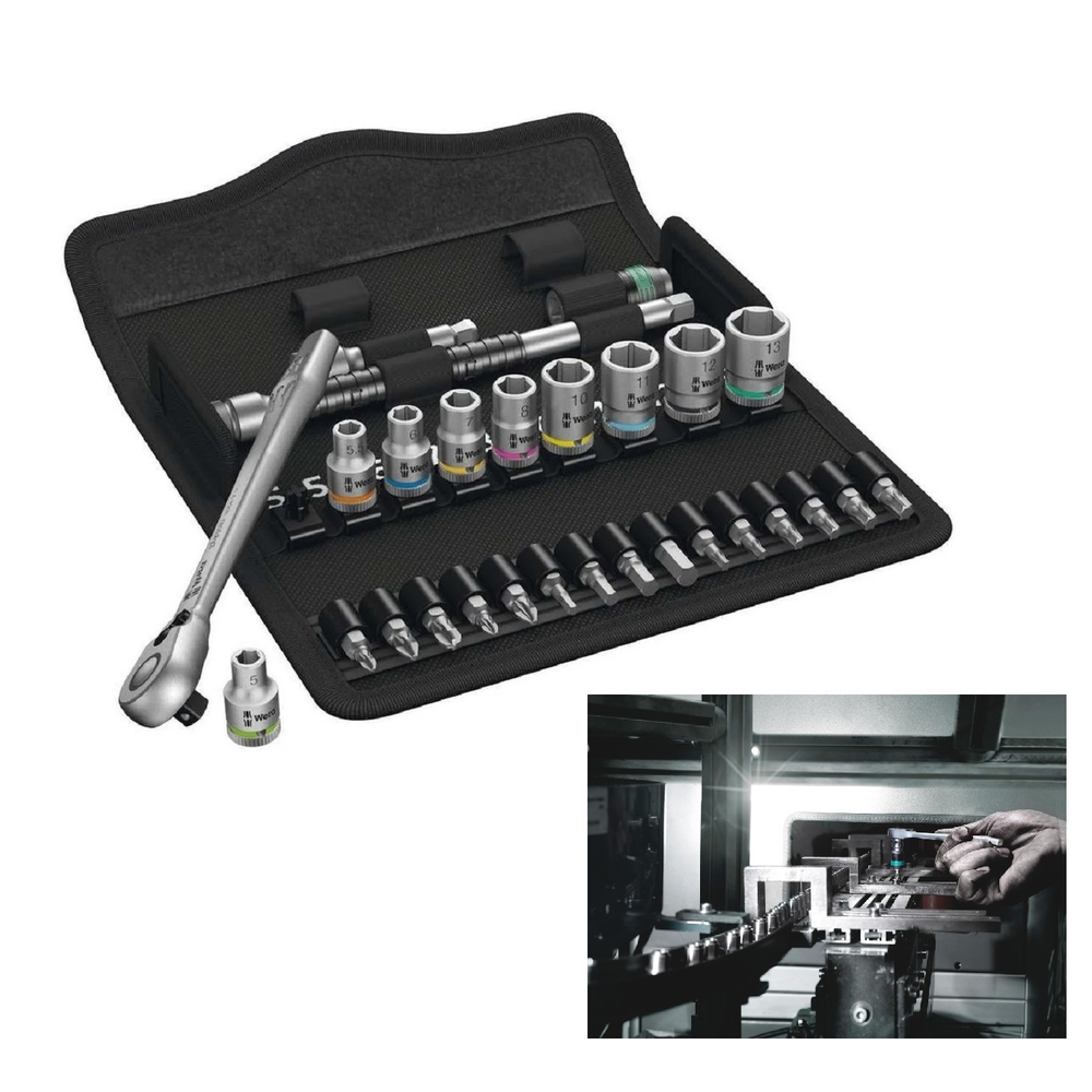 Новинка! Набор 28 предметов 8100 SA 8 Zyklop Metal Switch с трещоткой, реверс, 1 / 4 дюйм WERA WE-004018