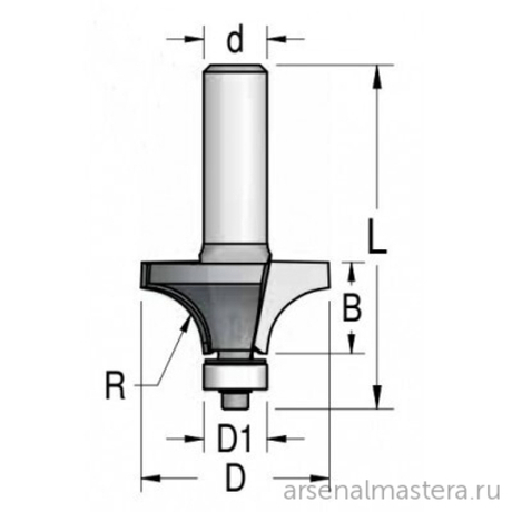 ХИТ! Фреза радиусная с подшипником полуштап WPW 25.4 x 11 x 50 x 8 R 6.3 RW06005