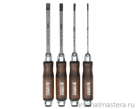 ХИТ! Набор из 4 шт профессиональных долот (4, 6, 10, 12 мм) Narex WOOD LINE PROFI в картонной коробке 863600