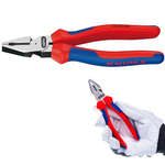 Новинка! Плоскогубцы комбинированные особой мощности KNIPEX 180 мм (ПАССАТИЖИ силовые) фосфатированные, 2-комп. ручки в блистере KN-0202180SB