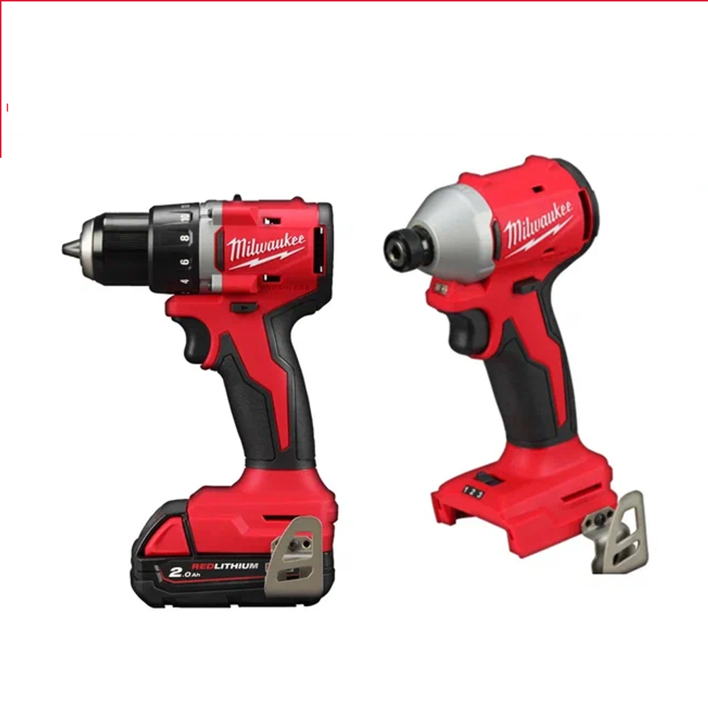 Комплект: Аккумуляторная дрель-шуруповерт M18 BLDDRC-202C с 2 аккумуляторами и зарядным устройством 4933492833 и Бесщеточный импульсный винтоверт M18 BLIDR-0X 4933492842 MILWAUKEE N061-2AM