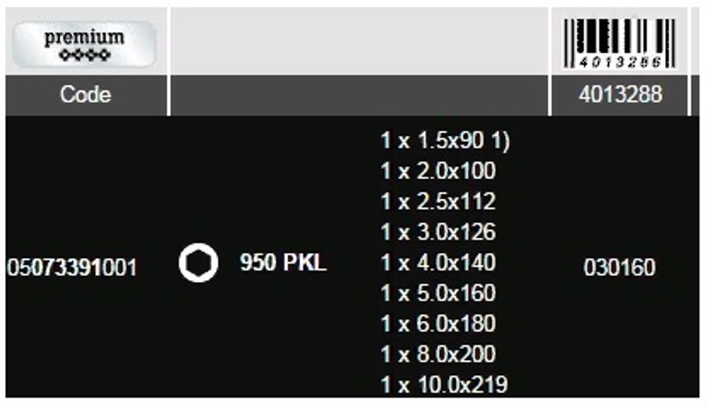 Набор 9 предметов Г-образные КЛЮЧИ SW 1,5; 2; 2,5; 3;4; 5; 6; 8; 10 950 PKL/9 SM N SB 073391 WERA WE-073391
