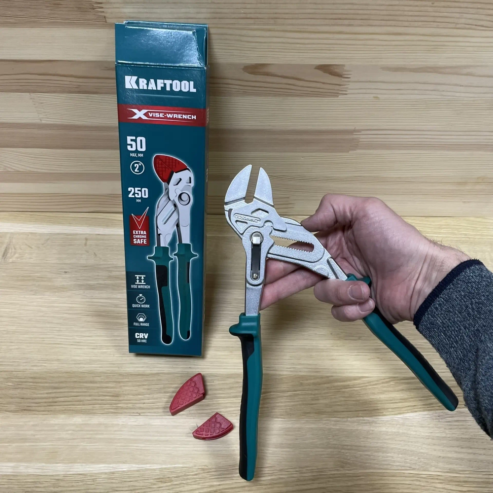 Новинка! Клещи переставные - гаечный ключ KRAFTOOL Vise-wrench 250 мм, 2-х компонентные рукоятки, быстрая настройка нажатием кнопки, принцип трещетки 22067